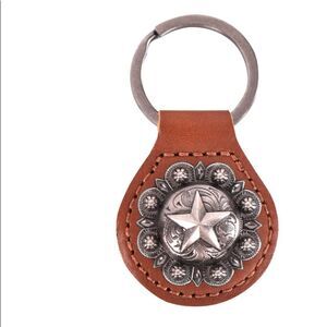 Montana West Real Leather Lone Star Concho Key Fob/Key Chain